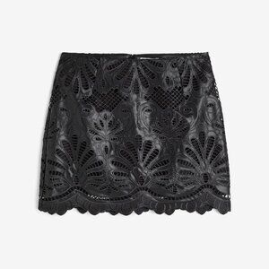 H&M Black  Eyelet Embroidery Mini Skirt. Size 14
